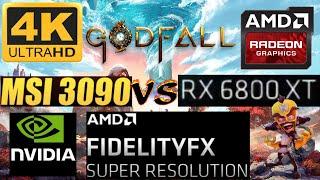 Godfall Epic Settings, Ray Tracing FSR (DLSS) ON/OFF 4K - RTX 3090 VS RX 6800XT