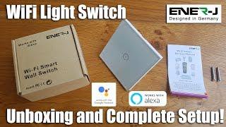 ENER-J WiFi Smart Light Switch works with Alexa and Google Unboxing, Setup and Installation