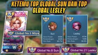 KETEMU TOP GLOBAL SUN DAN TOP GLOBAL LESLEY! PERTARUHAN MMR TERJADI! | TOP GLOBAL 1 MIYA - MLBB