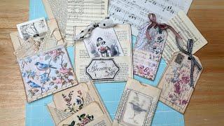 Junk Journal~Easy Pockets,Tags, & Envelopes using Book Pages and Music Sheets