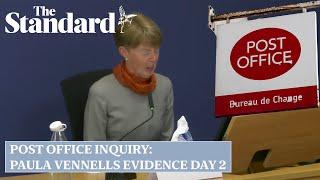 Post Office Horizon Inquiry: Day 2 of former boss Paula Vennells giving evidence