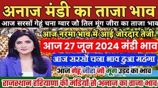 अनाज मंडी भाव| 27 जून 2024 आज नरमा में आई जोरदार तेजी| सरसों चना हुआ महंगा| ग्वार मंदा| Mandi Bhav,