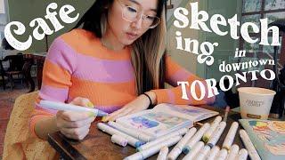 Drawing in a cozy Toronto Cafe! Real-time marker & ballpoint pen portraits️//Cafe Hop Diaries ep5️