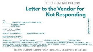 Letter to the Vendor for Not Responding - Sample Letter to Vendor