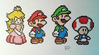 Dessiner Mario/Peach/Luigi/Toad ~ PixelArt [SpeedDrawing]