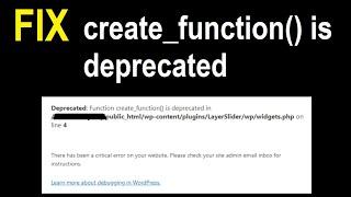 Fix create_function() is deprecated | Critical error WordPress PHP