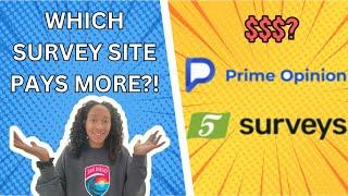 Prime Opinion vs 5 Surveys | I Tried Both Survey Sites for an Hour - Which Pays More?