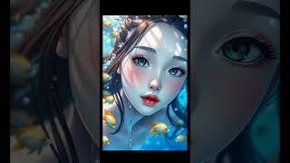 Stunning Anime-Style Underwater Portrait: Beautiful Girl with Tropical Fish | 8K AI Art