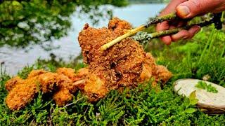 EPIC Fried Chicken with a Rocket Stove | ASMR Cooking & Camping