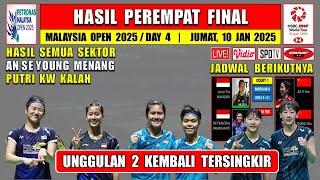 UNGGULAN 2 TERSINGKIR ~ Hasil 8 Besar Malaysia Open 2025 Hari Ini ~ PUTRI KW Kalah