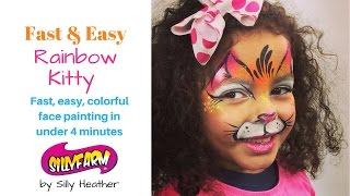 Fast Easy Rainbow Kitty Face Painting Tutorial