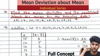 find mean deviation about mean and it's coefficient for individual Series|| Mean Deviation #Arya