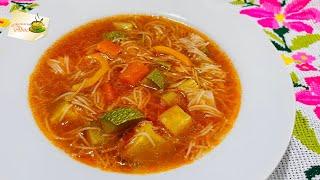 Sopa de fideo con verduras deliciosa receta