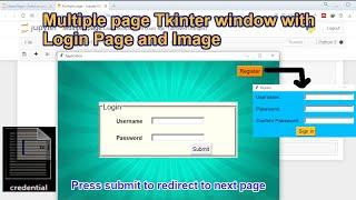 Multiple page Tkinter window with login form to redirect to next page | How to add images in frames