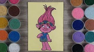 Sand Painting Princess Poppy SMURFS || Coloring for Kids #sandpainting #sandart #smurf