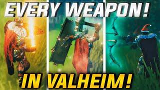 Valheim - EVERY Weapon & How To Get Them | Weapon Showcase (Fire Sword/Knight Shield)