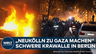 ISRAEL-HASS IN BERLIN - NEUKÖLLN BRENNT! Krawalle mit Böllern und Steinen bei Pro-Palästina-Demo