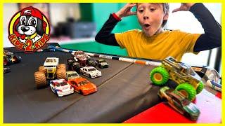 MONSTER TRUCKS VS RACE CARS ️ TREADMILL RACE! (Monster Jam Race Cars)