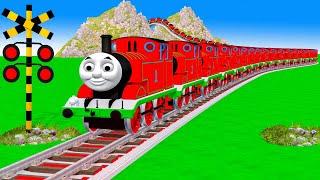 【踏切アニメ】あぶない電車 TRAIN THOMAS 2024 Fumikiri 3D Railroad Crossing Animation #1