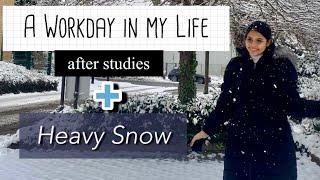 A work day in my life | Heavy snowfall in UK|International student | Indian in UK