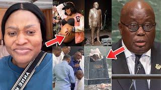 Nana Addo Statue Finally Destr0yed! MzGee Welcomes Baby In USA & Prez Mahama Receives Prayers