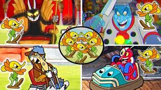 Cuphead + DLC - All Bosses With Deadly Daisy Army Co-op Fight