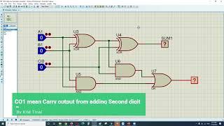 4 Bits Adder Logic Gate Circuit Simulation on Proteus