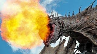 Diagon Alley Dragon breathing fire in Wizarding World of Harry Potter at Universal Orlando