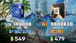 Intel i9 14900K vs Ryzen 7 9800X3D | Test in 8 Games 1080p Ultra