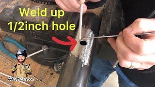 How to Stick weld big holes with arc welder