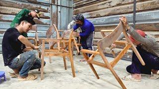 How Vietnamese Wooden Chair Factory Mass-Produces. Mysterious Cafe Chair Manufacturing Process