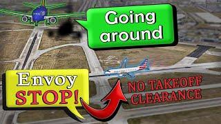 CLOSE CALL | Envoy Begins Takeoff WITHOUT CLEARANCE | "Stop! Stop!"