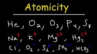 Atomicity - Monoatomic, Diatomic, Triatomic,  Polyatomic Ions and Elements