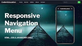 Responsive Navbar with Search Box in HTML CSS & JavaScript Code4Education (2020)