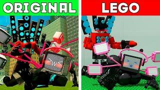 TV WOMAN + TITAN SPEAKERMAN: Original vs LEGO -  Noob, Pro, HACKER! | Skibidi Toilet (Part 10)