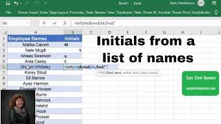 Get the Initials from a list of names in Excel