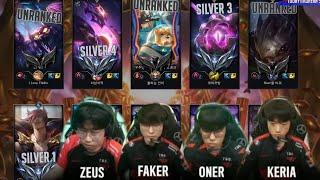 T1 Play URF Together Vs Silvers/Unranked - Faker | Zeus | Oner | Keria