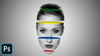 How to create sliced color head | Photoshop manipulation tutorials