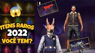 ITENS RAROS DO FREE FIRE 2022! MOSTREI OS ITENS MAIS RAROS DA MINHA CONTA! ITENS MAIS RAROS FREEFIRE