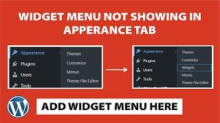 FIX! Widget Menu Not Showing in Appearance Tab in WordPress | Dot Mentor