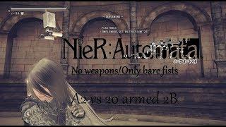 Nier Automata - "Bare fists" only A2 vs 20 2B [Debug room]