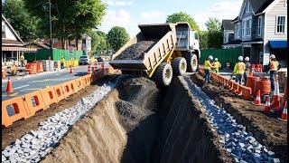 Road Base Construction in Action! Massive Dump Trucks & Bulldozers Laying the Foundation for Highway