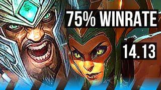 TRYNDAMERE vs CASSIOPEIA (MID) | 75% winrate, 7 solo kills, Rank 13 Trynda | EUNE Challenger | 14.13