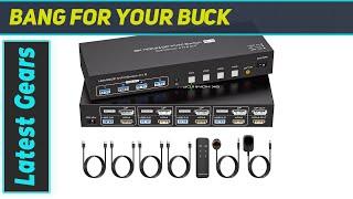 ATLAHET 4 Port Dual Monitor KVM Switch: The Ultimate Multi-Computer Control Solution!