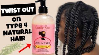 TWIST OUT TUTORIAL USING CAMILLE ROSE CURL MAKER ON TYPE 4 NATURAL HAIR| Review & Results