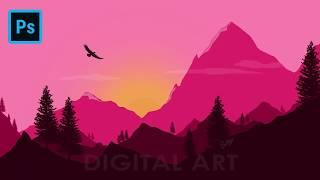 How To EASILY Draw 2D Landscape In Photoshop |Creative Studio|