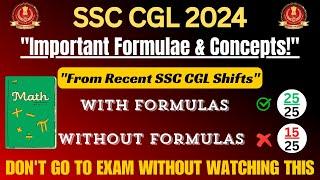 "SSC CGL 2024: Important Formulae  & Concepts from Recent Shifts | Analysis | Exam Revision"  #ssc