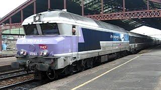 France: SNCF diesel Class CC 72100 locomotive departs Troyes station on a passenger service to Basel