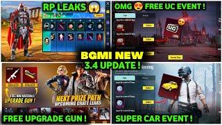 3.4 UPDATE OUT  FREE 1000UC & FREE UPGRADE GUN | NEXT PRIZE PATH BGMI | BGMI A9RP | BGMI 3.4 UPDATE