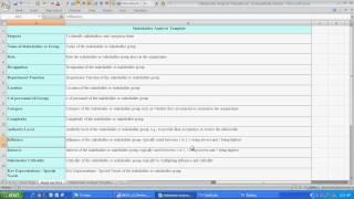 Demonstration of Stakeholder Analysis Template - Adaptive Processes